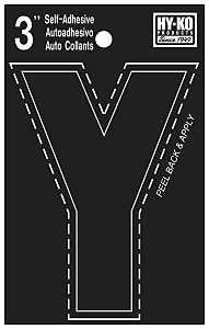 Hy-Ko 30400 Series 30435 Die-Cut Letter, Character: Y, 3 in H Character, Black Character, Vinyl, Pack of 10