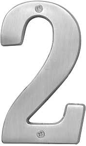 Hy-Ko Prestige Series BR-51SN/2 House Number, Character: 2, 5 in H Character, Nickel Character, Solid Brass, Pack of 3
