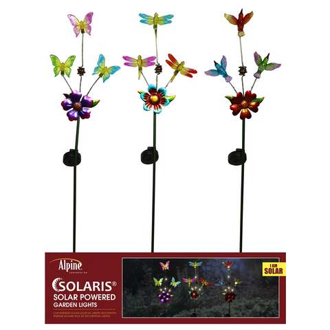 Alpine Multicolored Metal 36 in. H Triple Garden Friends Solar Garden Stake, Pack of 9