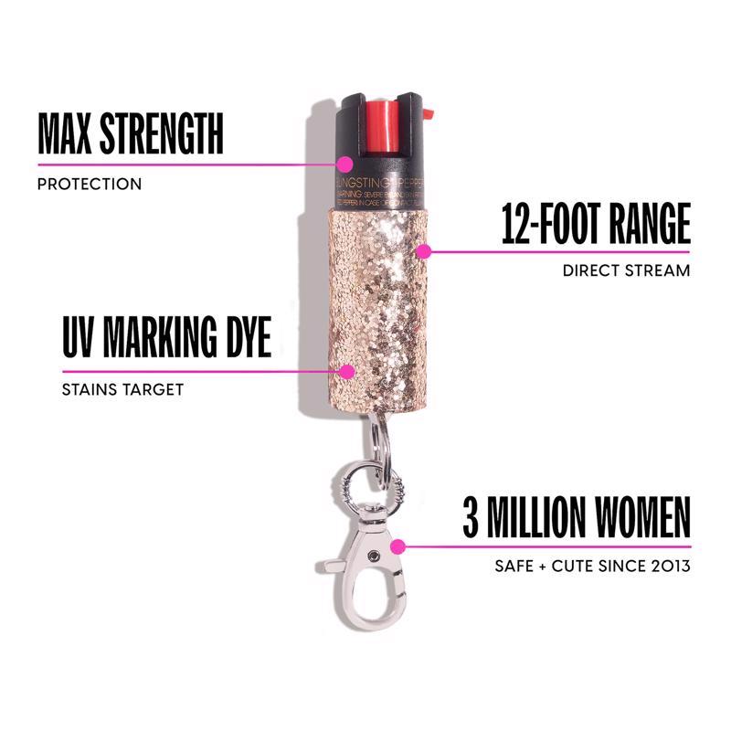 Blingsting Rose Gold Plastic Pepper Spray, Pack of 4