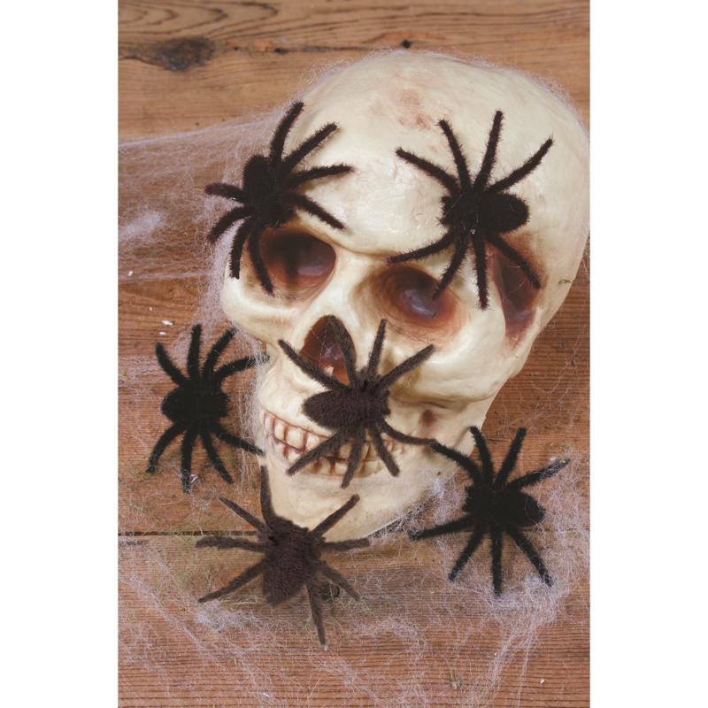 Fun World 5 in. Mini Hairy Spiders Halloween Decor, Pack of 12