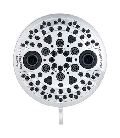 Oxygenics PowerMassage Chrome ABS Plastic 5 settings Showerhead 1.75 gpm