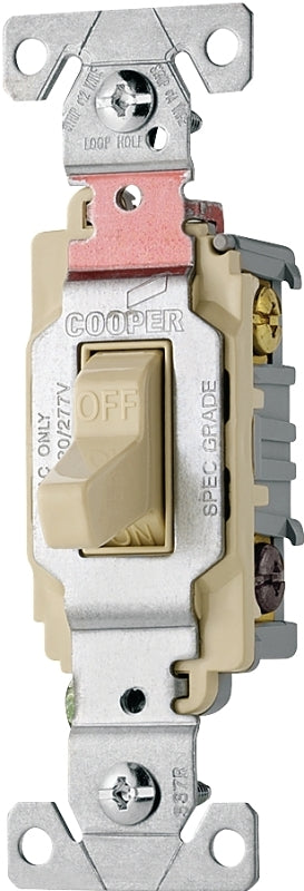 Eaton Wiring Devices CS320V Toggle Switch, Ivory, 20 A, 120/277 V, 3-Position, Screw Terminal