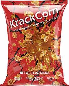KrackCorn 860003389515 Popcorn, Caramel, Salt, Savory, Sweet Flavor, 11 oz Bag, Pack of 6