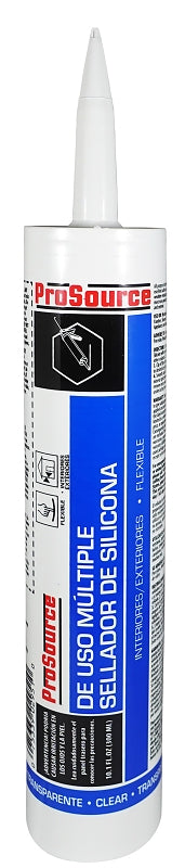 ProSource 68510 All Purpose Silicone Sealant, Clear, 10.1 oz Cartridge
