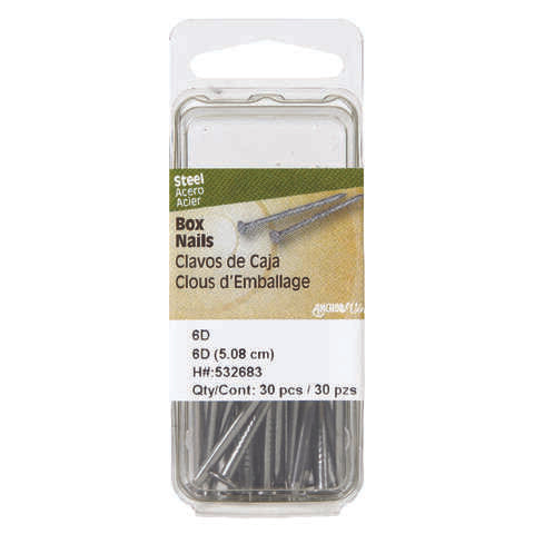 HILLMAN 6D 2 in. Box Polished Steel Nail Large Head, Pack of 6