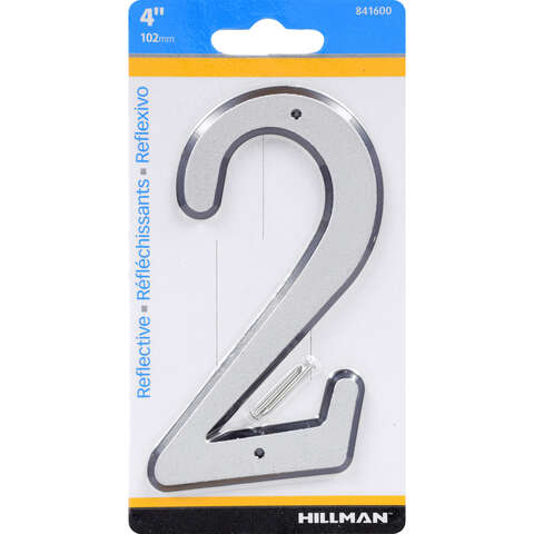 HILLMAN 4 in. Reflective Silver Plastic Nail-On Number 2 1 pc, Pack of 3
