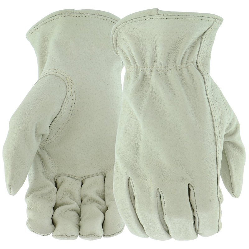 Boss B83071-L Gloves, Men's, L, 8 to 8-3/8 in L, Keystone Thumb, Elastic Cuff, Pigskin Leather, White