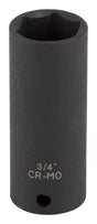 Vulcan MT6580117 Deep Impact Socket, 3/4 in Socket, 3/8 in Drive, Deep Drive, 6-Point, Chrome Molybdenum Steel