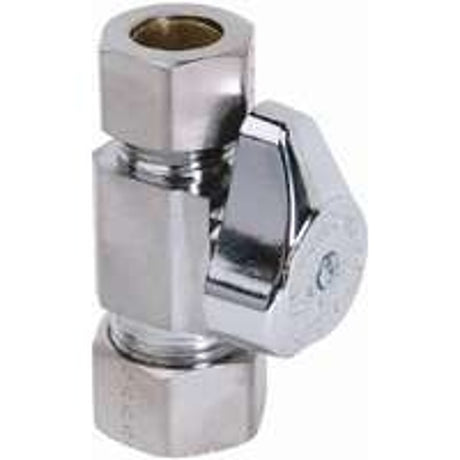 BrassCraft G2CR34X CD Stop Valve, 1/2 x 1/2 in Connection, Compression, 125 psi Pressure, Brass Body, Chrome