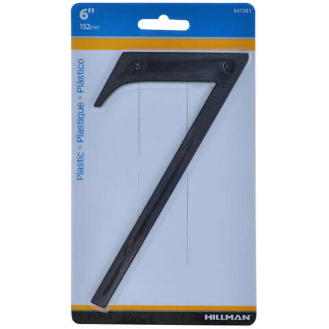 HILLMAN 6 in. Black Plastic Nail-On Number 7 1 pc, Pack of 3