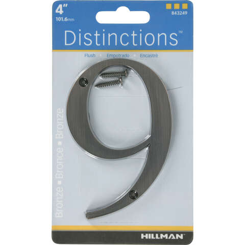 HILLMAN Distinctions 4 in. Bronze Zinc Die-Cast Screw-On Number 9 1 pc, Pack of 3
