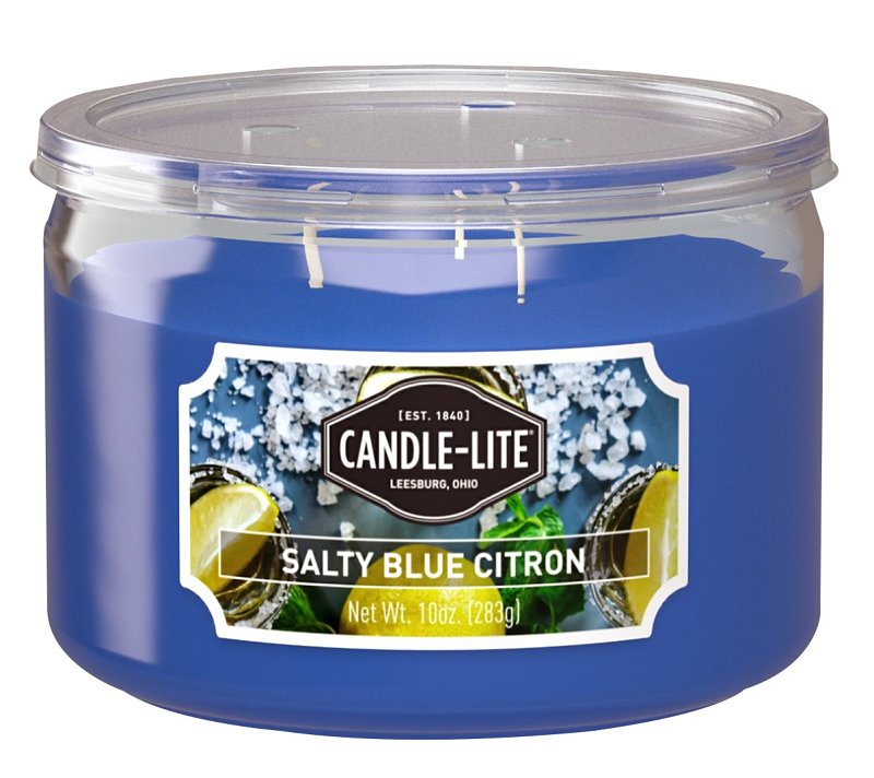 Candle-Lite 18791270 Jar Candle, 10 oz Candle, Salty Blue Citron Fragrance, Up to 40 hr Burning, Pack of 4