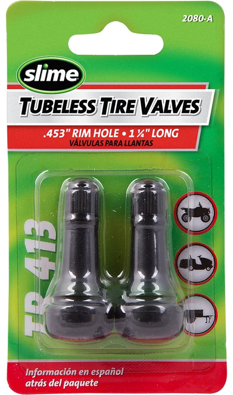 Slime 2080-A Tubeless Tire Valve, Rubber, 2 PK, For: TR413 Tires, Pack of 6