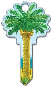Lucky Line Key Shapes Series B112S Key Blank, Palm Tree, Brass, Enamel-Coated, For: Schlage Locks, Pack of 5