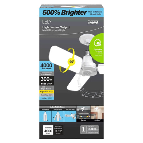 Feit Electric BTADJ40003CCTLED LED Light and Speaker, Motion Activated, Multi-Directional, 300 W Equivalent