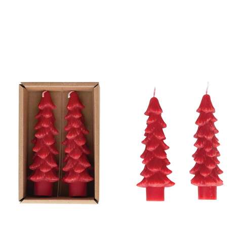Creative Co-Op Flaire Holly Berry Tree Taper Candle 5 in., Pack of 12