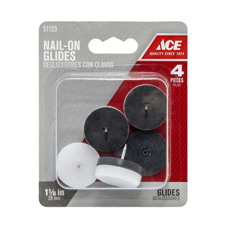 Ace White 1-1/8 in. Nail-On Plastic Cushioned Glide 1 pk