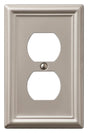 AmerTac Chelsea 149DBN Outlet Wallplate, 4-7/8 in L, 3-1/8 in W, 1 -Gang, Steel, Brushed Nickel, Wall Mounting
