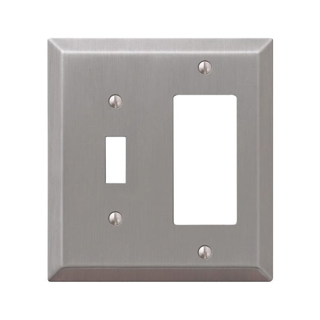 AmerTac Century 163TRBN Wallplate, 4-15/16 in L, 4-9/16 in W, 2 -Gang, Steel, Brushed Nickel