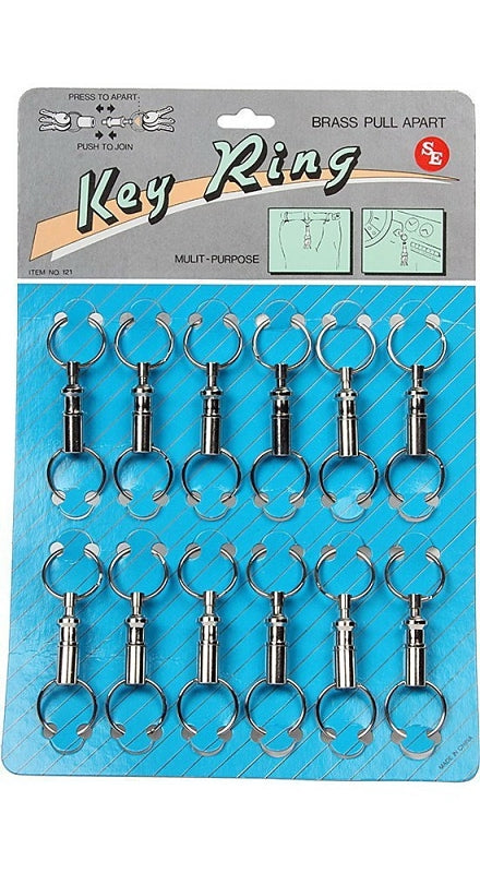 Hy-Ko KC116-CLIP Key Ring, Nickel Brass, Pack of 12