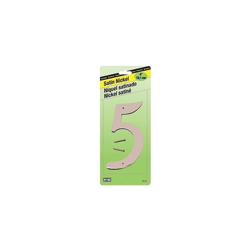 HY-KO SN-40/5 House Number, Character: 5, 4 in H Character, Nickel Character, Zinc, Pack of 10