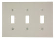 Leviton 000-78011-000 Wallplate, 4-1/2 in L, 2-3/4 in W, 3 -Gang, Thermoset, Light Almond, Smooth