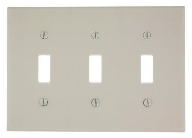Leviton 000-78011-000 Wallplate, 4-1/2 in L, 2-3/4 in W, 3 -Gang, Thermoset, Light Almond, Smooth