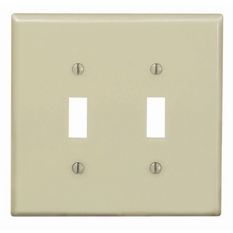 Leviton PJ2-I Wallplate, 4-7/8 in L, 4.94 in W, 2 -Gang, Nylon, Ivory