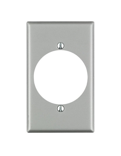 Leviton 04927 Wallplate, 4-1/2 in L, 2-3/4 in W, 1 -Gang, Steel, Silver, Aluminum, Flush Mounting