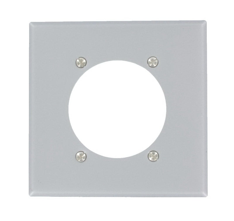 Leviton S701-GY Series Single Receptacle Wallplate, Standard-Size, 4-1/2 in L, 4-9/16 in W, 2-Gang, Steel, Aluminum