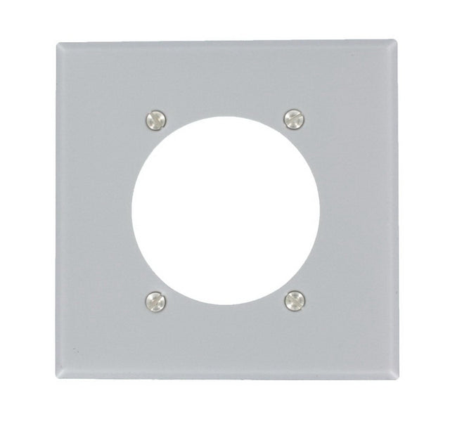 Leviton S701-GY Series Single Receptacle Wallplate, Standard-Size, 4-1/2 in L, 4-9/16 in W, 2-Gang, Steel, Aluminum