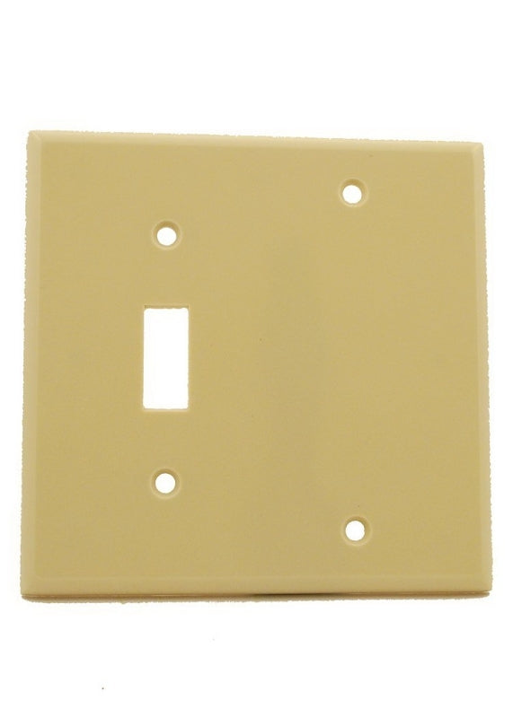 Leviton 001-86006-000 Wallplate, Standard-Size, 4-1/2 in L, 2-3/4 in W, 2-Gang, Thermoset, Ivory, Smooth