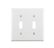 Leviton 001-88009-000 Non-Metallic Wallplate, Standard-Size, 4-1/2 in L, 2-3/4 in W, 2-Gang, Thermoset, White