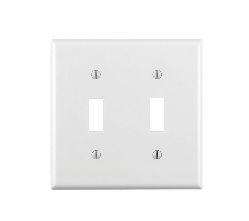 Leviton 001-88009-000 Non-Metallic Wallplate, Standard-Size, 4-1/2 in L, 2-3/4 in W, 2-Gang, Thermoset, White