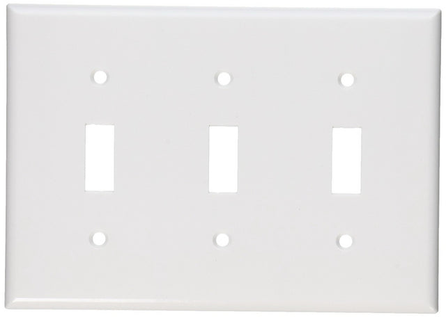Leviton 001-88011-000 Non-Metallic Wallplate, 4-1/2 in L, 2-3/4 in W, 3 -Gang, Thermoset, White, Smooth