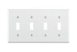Leviton 001-88012-000 Wallplate, 4-1/2 in L, 2-3/4 in W, 4 -Gang, Thermoset, White, Smooth
