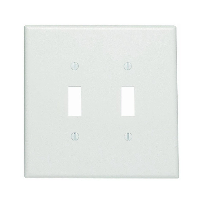Leviton 88109 Wallplate, 5-1/4 in L, 5.31 in W, 2 -Gang, Thermoset Plastic, White, Smooth