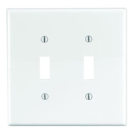 Leviton PJ2-W Wallplate, 4-7/8 in L, 4.94 in W, 2 -Gang, Nylon, White