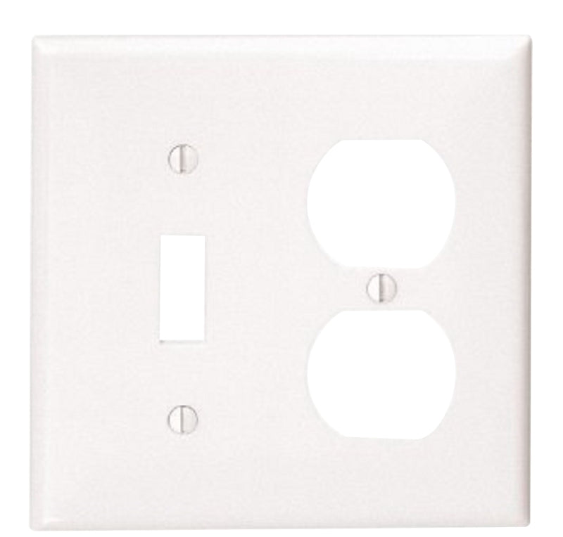 Leviton 80705-W Combination Wallplate, 2-Gang, Nylon, White