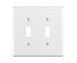 Leviton 002-80709-00W Wallplate, 4-1/2 in L, 2-3/4 in W, 2 -Gang, Nylon, White, Smooth