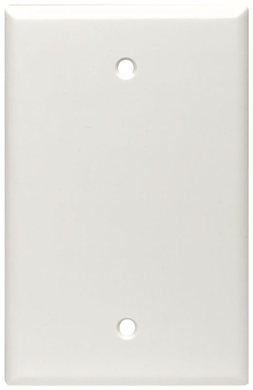 Leviton 80514-W Blank Wallplate, 3-1/8 in L, 4-7/8 in W, 1/4 in Thick, 1 -Gang, Plastic, White, Box Mounting