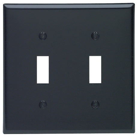 Leviton 005-80709-00E Non-Metallic Wallplate, 4-1/2 in L, 2-3/4 in W, 2 -Gang, Nylon, Black, Smooth
