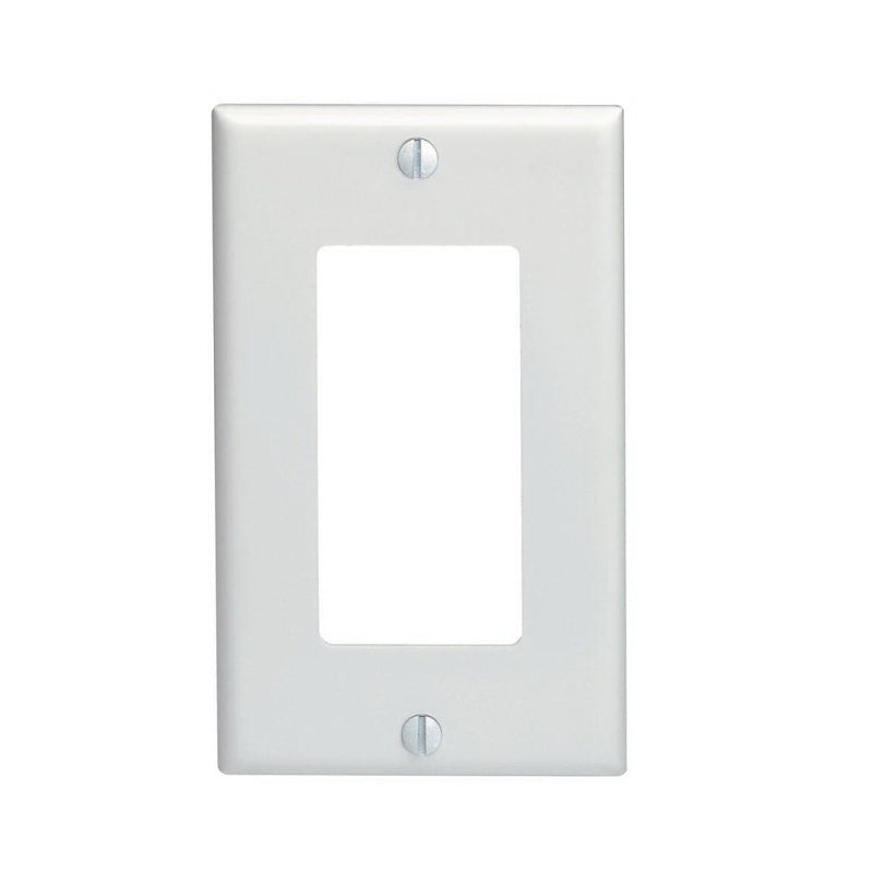 Leviton 80401-W Wallplate, 4-1/2 in L, 2-3/4 in W, 1-Gang, Thermoset Plastic, White, Smooth