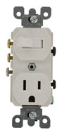 Leviton 032-05245-00W Combination Switch/Receptacle, 1-Pole, 15 A, 120 V Switch, 125 V Receptacle, White, Flush Mount
