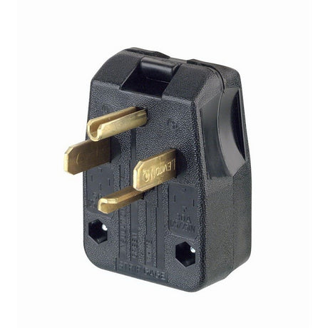 Leviton R50-00275-00T Electrical Plug, Angled, Dual Power, 3/4 to 1-1/8 in, 3-Pole, 30/50 A, 125/250 V, Black