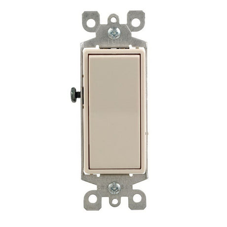 Leviton R59-05604-2TS Rocker Switch with Ground Screw, 15 A, 120/277 V, 4-Way, Lead Wire Terminal, Light Almond