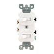 Leviton R62-05224-2WS Duplex Combination Double Switch, 15 A, 120/277 V, Lead Wire Terminal, White