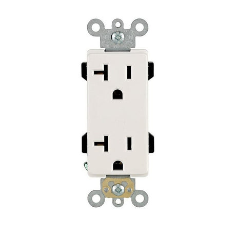 Leviton R62-16352-0WS Duplex Receptacle, 2 -Pole, 20 A, 125 V, Back, Side Wiring, NEMA: 5-20R, White