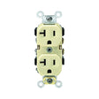 Leviton S01-0BR20-0IS Duplex Receptacle, 2 -Pole, 20 A, 125 V, Back, Side Wiring, NEMA: 5-20R, Ivory